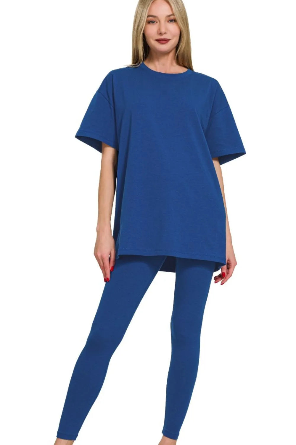 Top & Legging Set, Cotton Round Neck - In Style Chics Boutique 