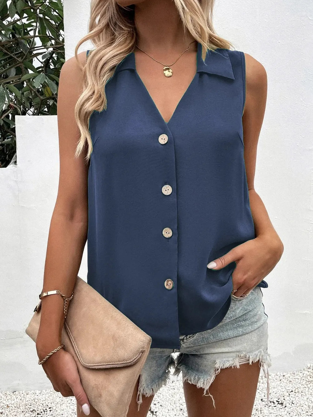 Tank Top, Johnny Collar Button Down - In Style Chics Boutique 