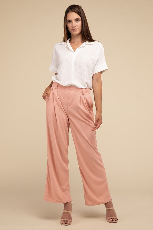 Women's Waffle Trouser Pants - In Style Chics Boutique LLC