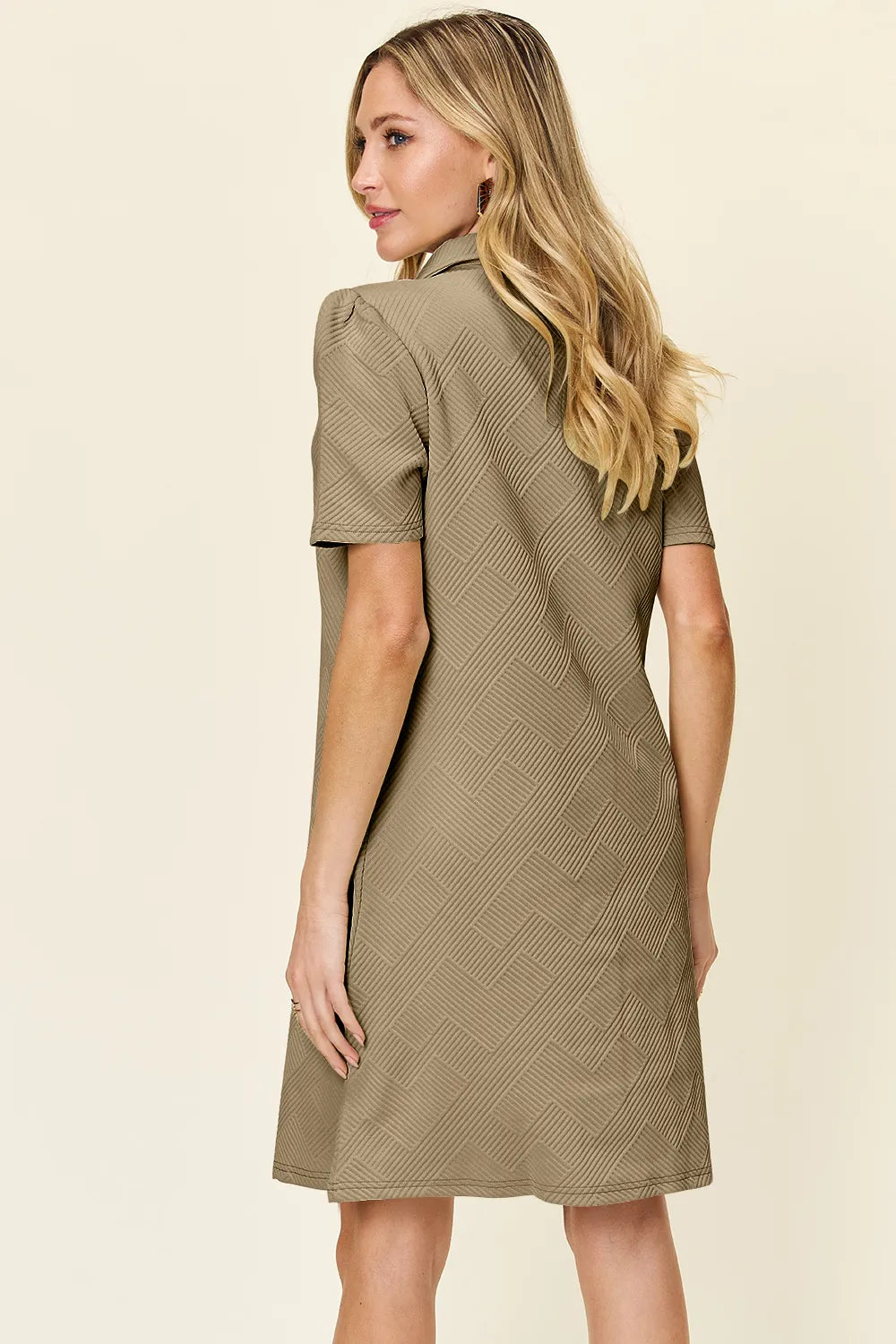 Short Sleeve Dress, Textured Collared Neck - In Style Chics Boutique Women's Juniors Plus Size Clothes 