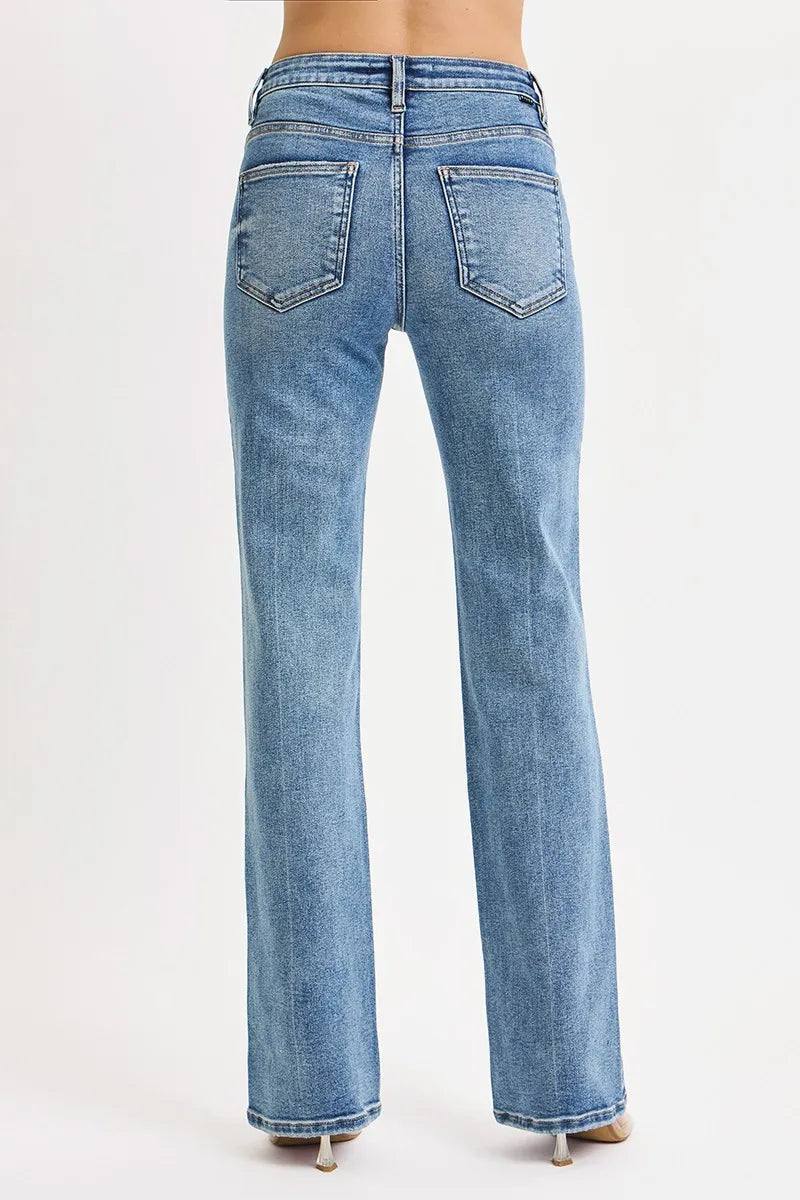RISEN Tummy Control High Rise Straight Jeans Shop plus size jeans at In Style Chics Boutique 