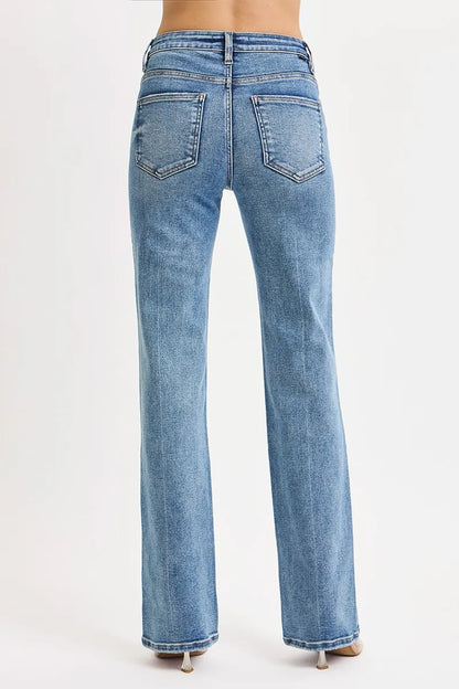 RISEN Tummy Control High Rise Straight Jeans Shop plus size jeans at In Style Chics Boutique 