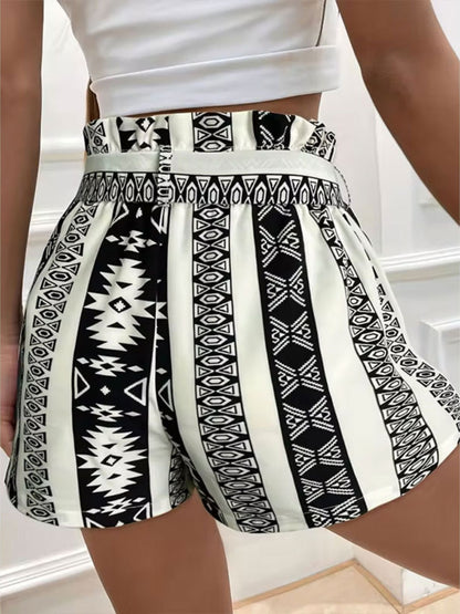 Tied Geometric Shorts - In Style Chics Boutique LLC