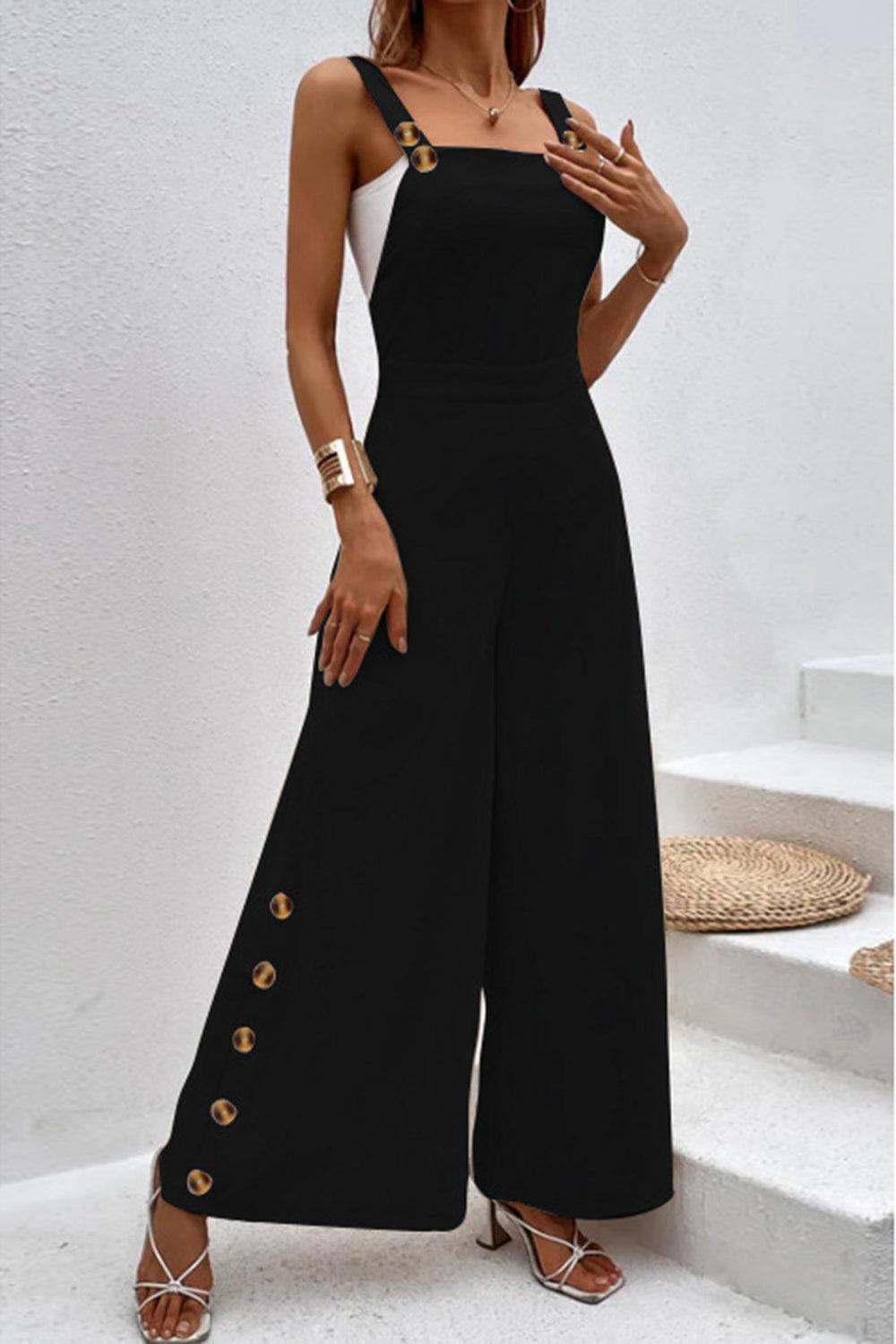 Square Neck Wide Strap Jumpsuit Also in Black! - In Style Chics Boutique LLC