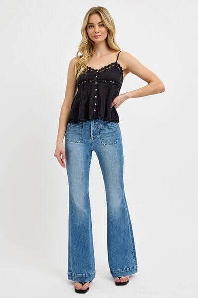 Women's Flare Jeans with Front Patch Pocket - In Style Chics Boutique 