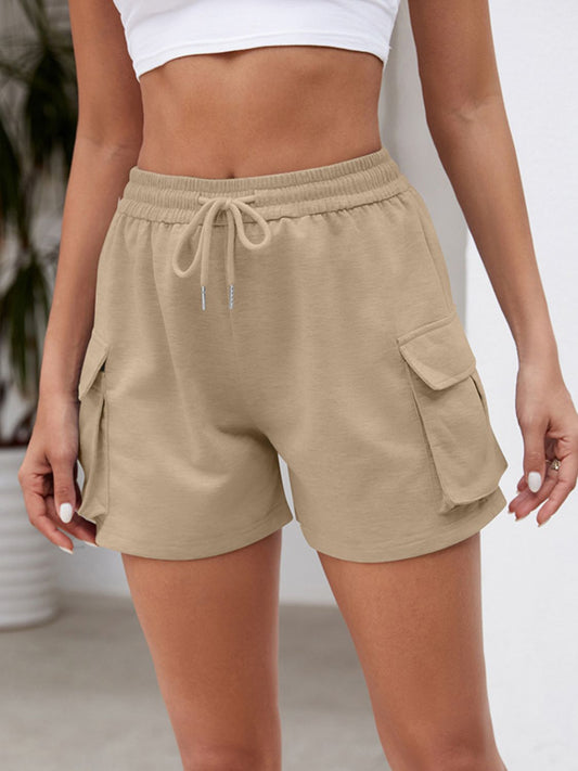 Drawstring Elastic Waist Shorts with Pockets - In Style Chics Boutique LLC