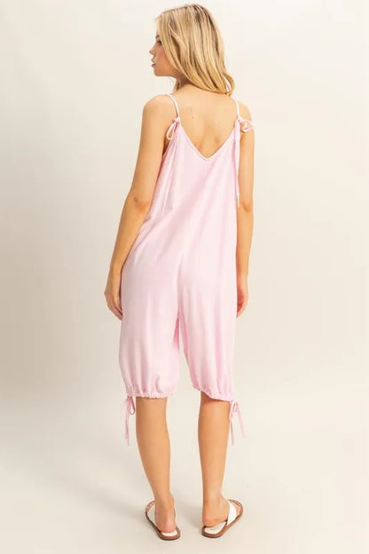 V-Neck Pocket Detail Side Tie Hem Romper - Cute Clothes for Summer - In Style Chics Boutique Women's Juniors Apparel Online 