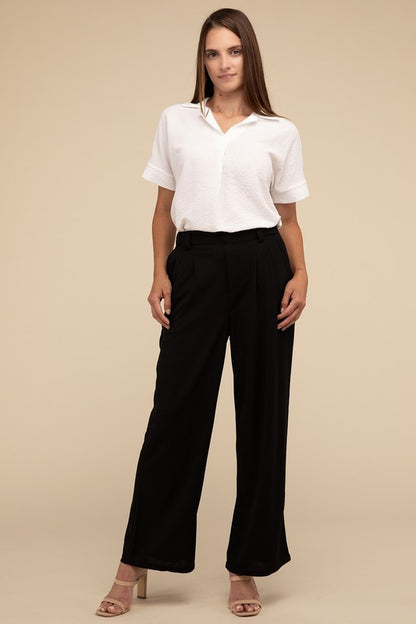 Women's Waffle Trouser Pants - In Style Chics Boutique LLC