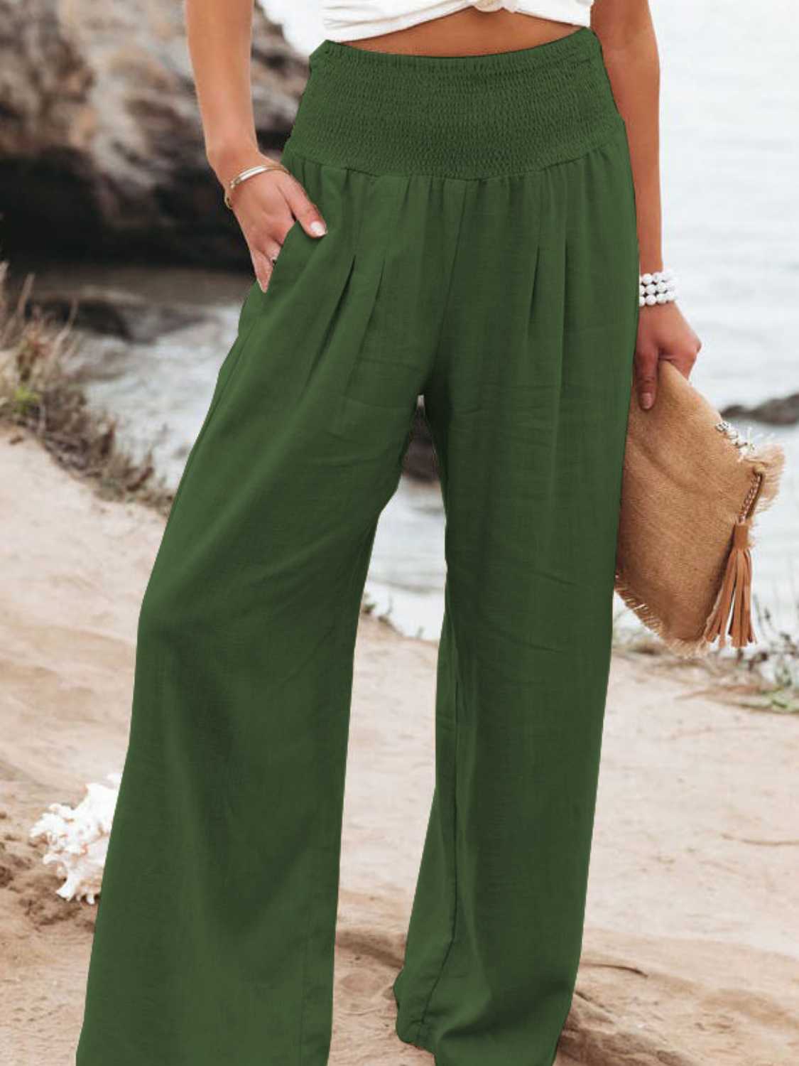 Full Size Smocked Waist Wide Leg Pants - More Colors! - In Style Chics Boutique LLC