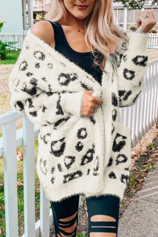 Leopard Open Front Cardigan with Pockets - In Style Chics Boutique LLC