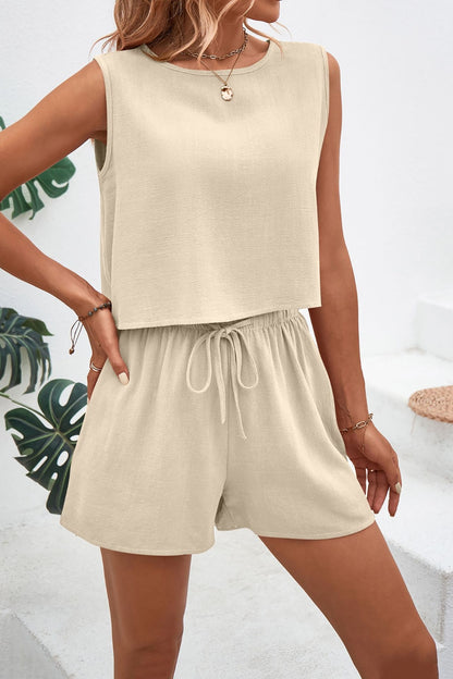 Round Neck Top and Drawstring Shorts Set - More Colors! - In Style Chics Boutique LLC