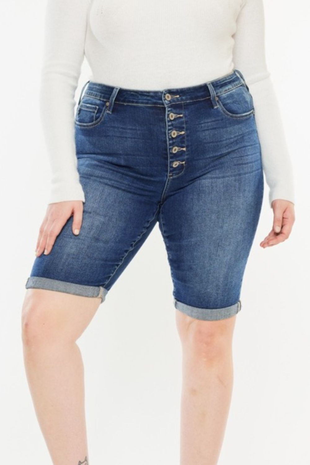 Kancan Full Size Cat's Whiskers Button Fly Denim Shorts - In Style Chics Boutique LLC