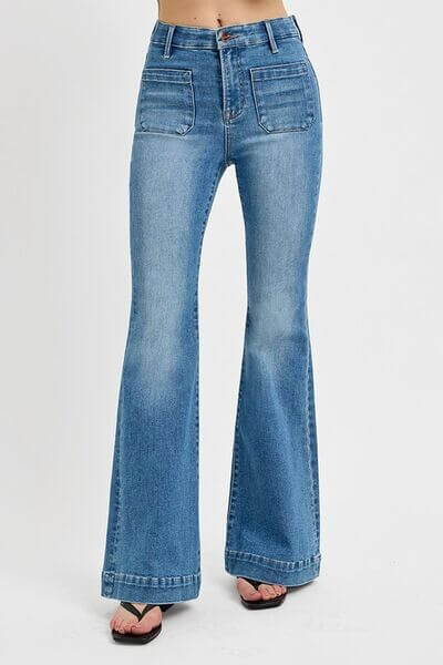 Women's Flare Jeans with Front Patch Pocket - In Style Chics Boutique 