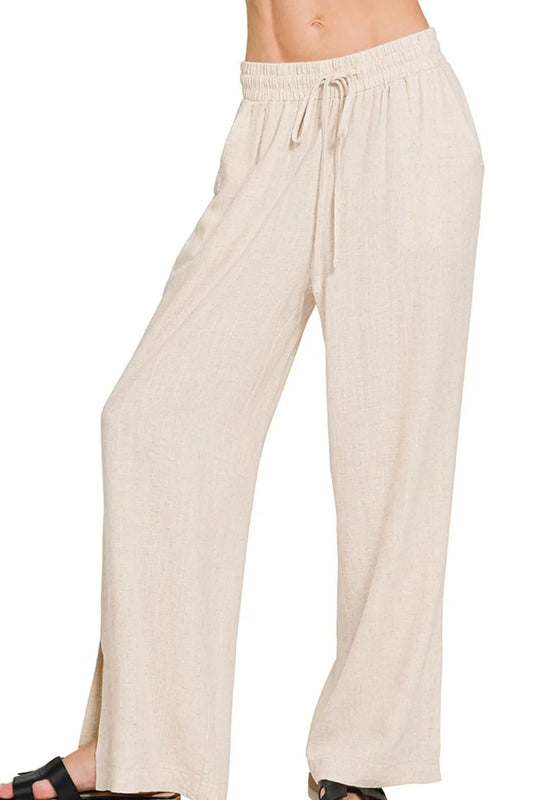 Linen Drawstring Wide Leg Pants - In Style Chics Boutique 