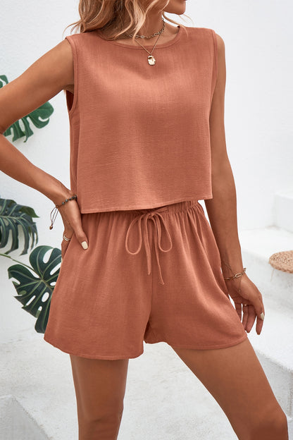 Round Neck Top and Drawstring Shorts Set - More Colors! - In Style Chics Boutique LLC