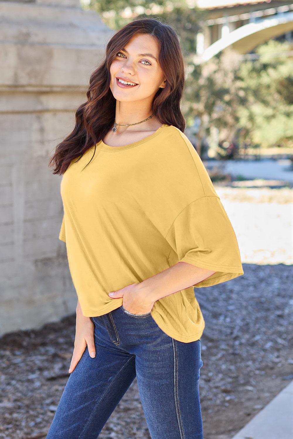 Basic Bae Bamboo Full Size Round Neck Drop Shoulder T-Shirt - More Colors! - In Style Chics Boutique LLC