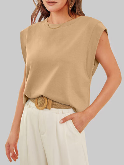 Cap Sleeve T-Shirt, Round Neck  - In Style Chics Boutique 