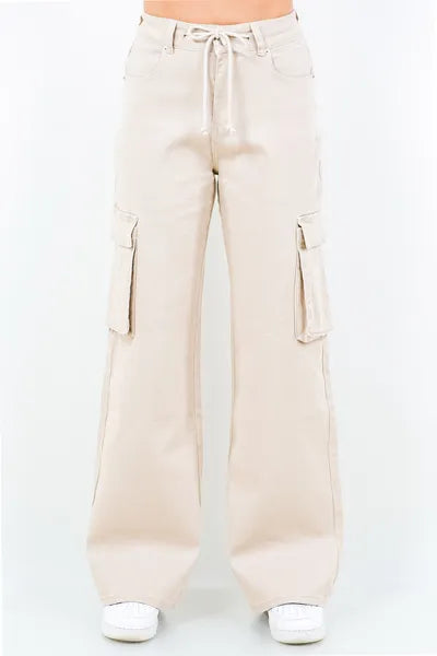 Drawstring Wide Leg Cargo Pants for Women - In Style Chics Boutique Online Clothing