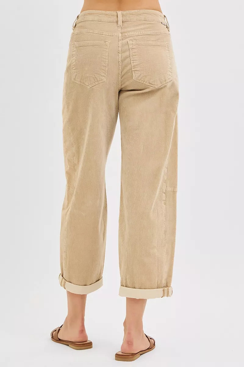 RISEN High Rise Crop Barrel Corduroy Pants at In Style Chics Boutique 
