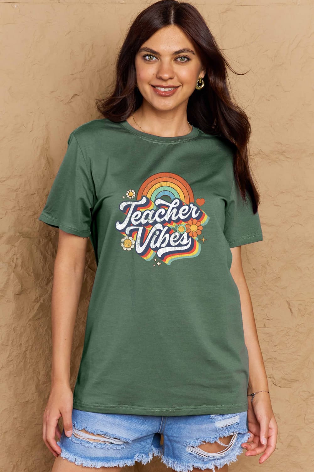 Simply Love Full Size TEACHER VIBES Graphic Cotton T-Shirt - In Style Chics Boutique LLC