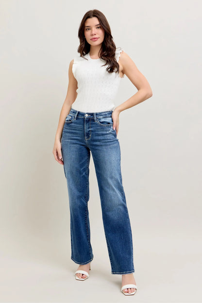 Judy Blue 90's Straight Leg Jeans, High Waist - Best Jeans for Women - In Style Chics Boutique 