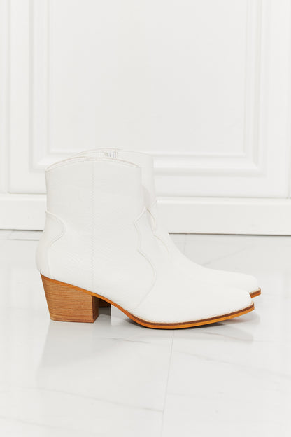 MMShoes Watertower Town Faux Leather Western Ankle Boots in White - In Style Chics Boutique LLC