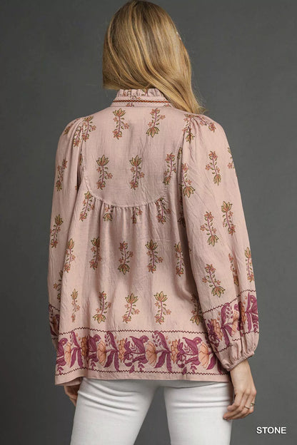 Floral Boho Peasant Blouse at In Style Chics Boutique 