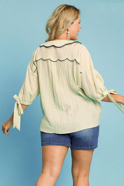 Women's Embroidered Detail Button Down Shirt - In Style Chics Boutique Online Clothing 