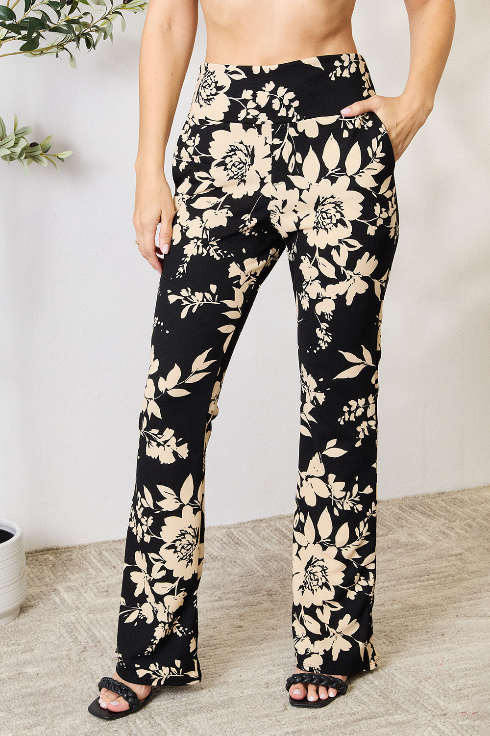 Heimish Full Size High Waist Floral Flare Pants - In Style Chics Boutique LLC