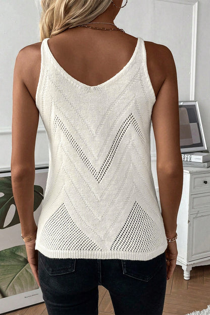 Openwork Spaghetti Strap Knit Vest - In Style Chics Boutique LLC