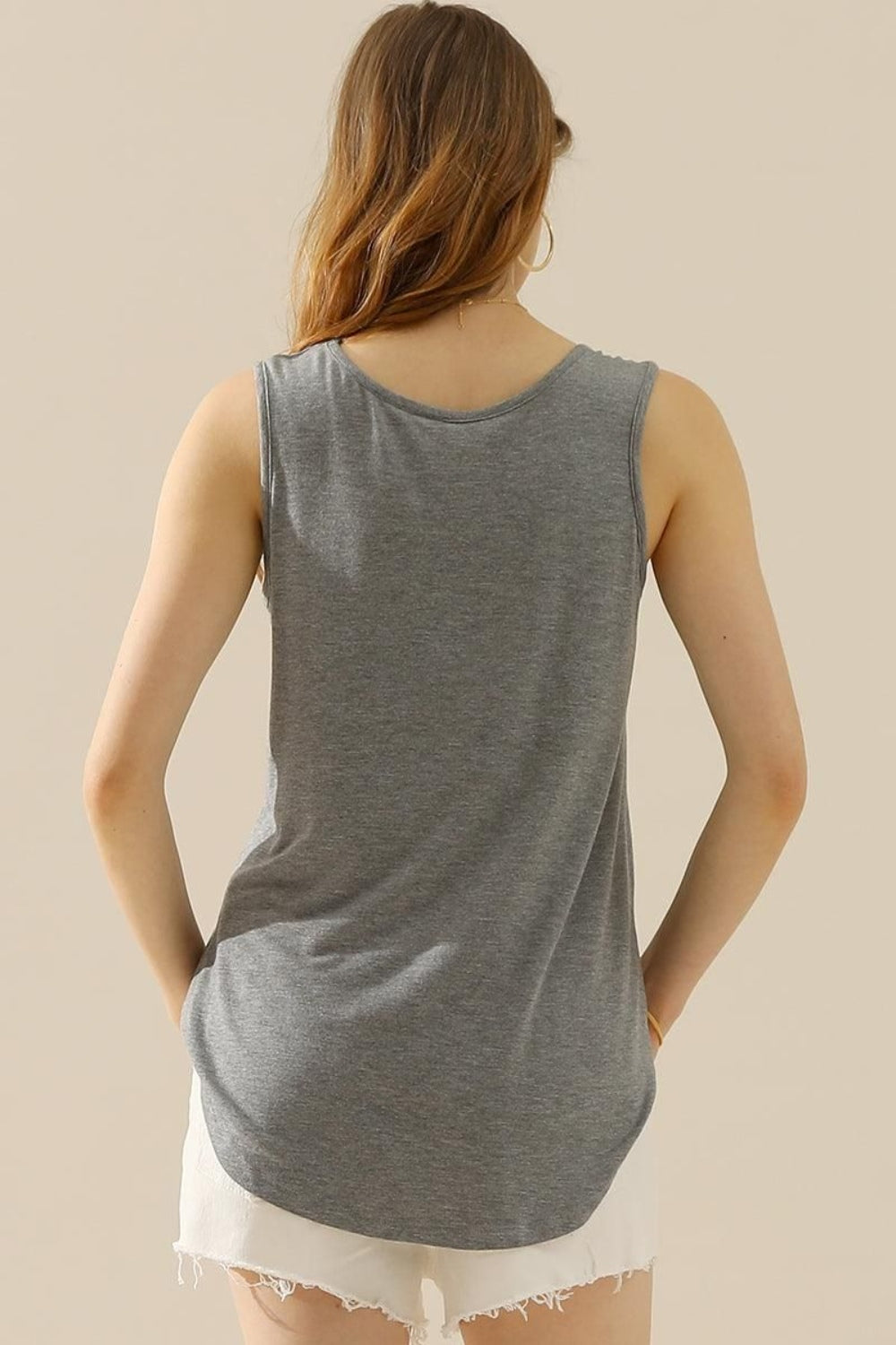 Ninexis Full Size V-Neck Curved Hem Tank - More Colors - In Style Chics Boutique LLC