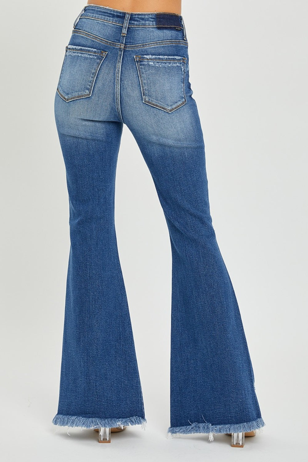 RISEN Full Size High Rise Front Slit Frayed Hem Flare Jeans - In Style Chics Boutique LLC