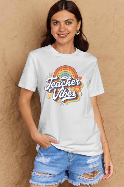 Simply Love Full Size TEACHER VIBES Graphic Cotton T-Shirt - In Style Chics Boutique LLC