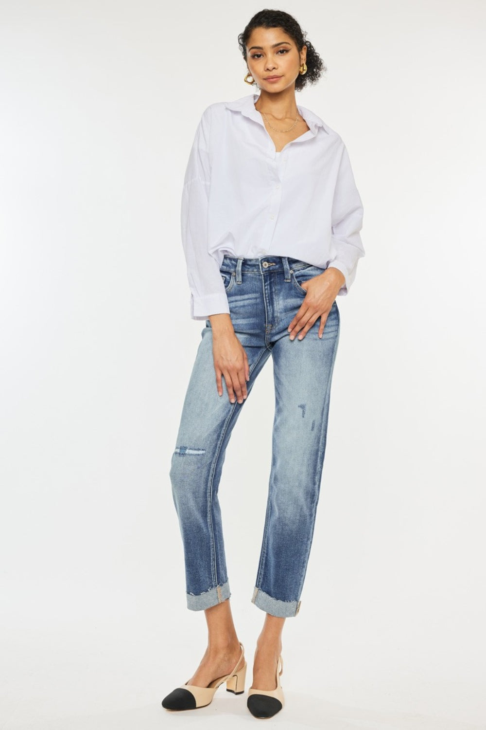 Kancan High Rise Cuffed Straight Jeans - In Style Chics Boutique LLC