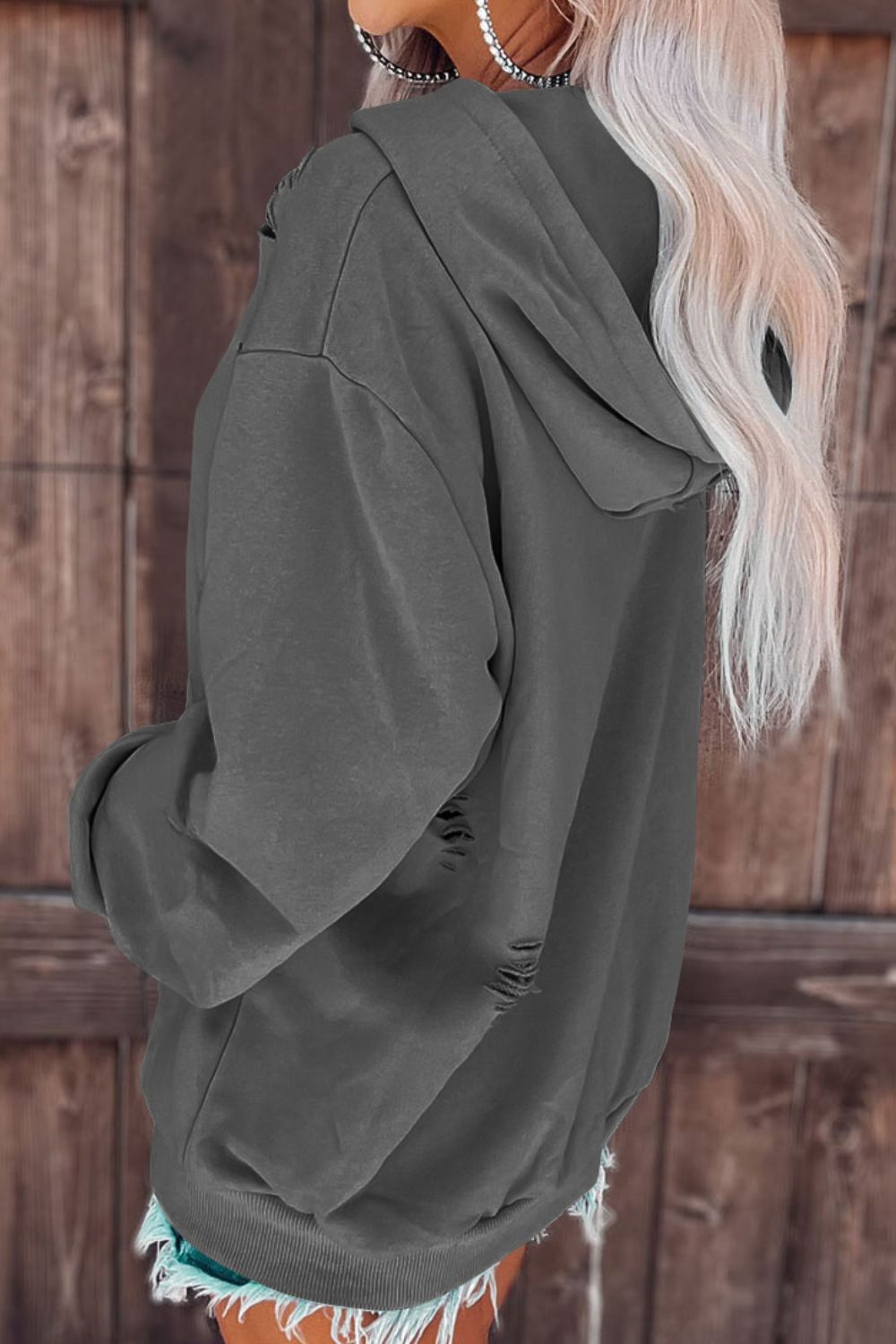 Cutout Dropped Shoulder Hoodie - In Style Chics Boutique LLC