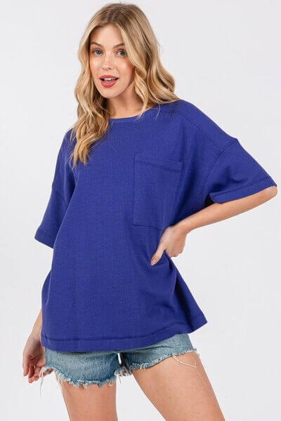 Textured Drop Shoulder T-Shirt - In Style Chics Boutique 