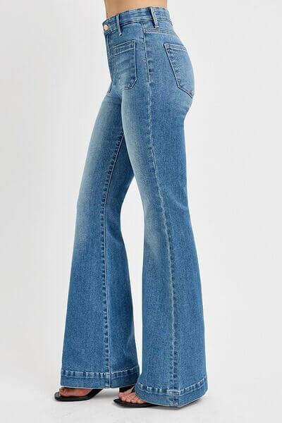 Women's Flare Jeans with Front Patch Pocket - In Style Chics Boutique 