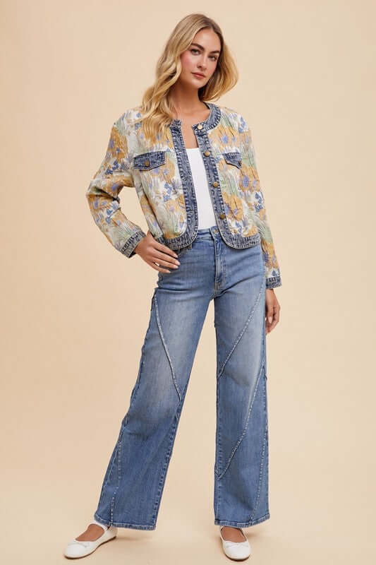 Annie Wear Decorative Seams Wide Leg Jeans - In Style Chics Boutique LLC