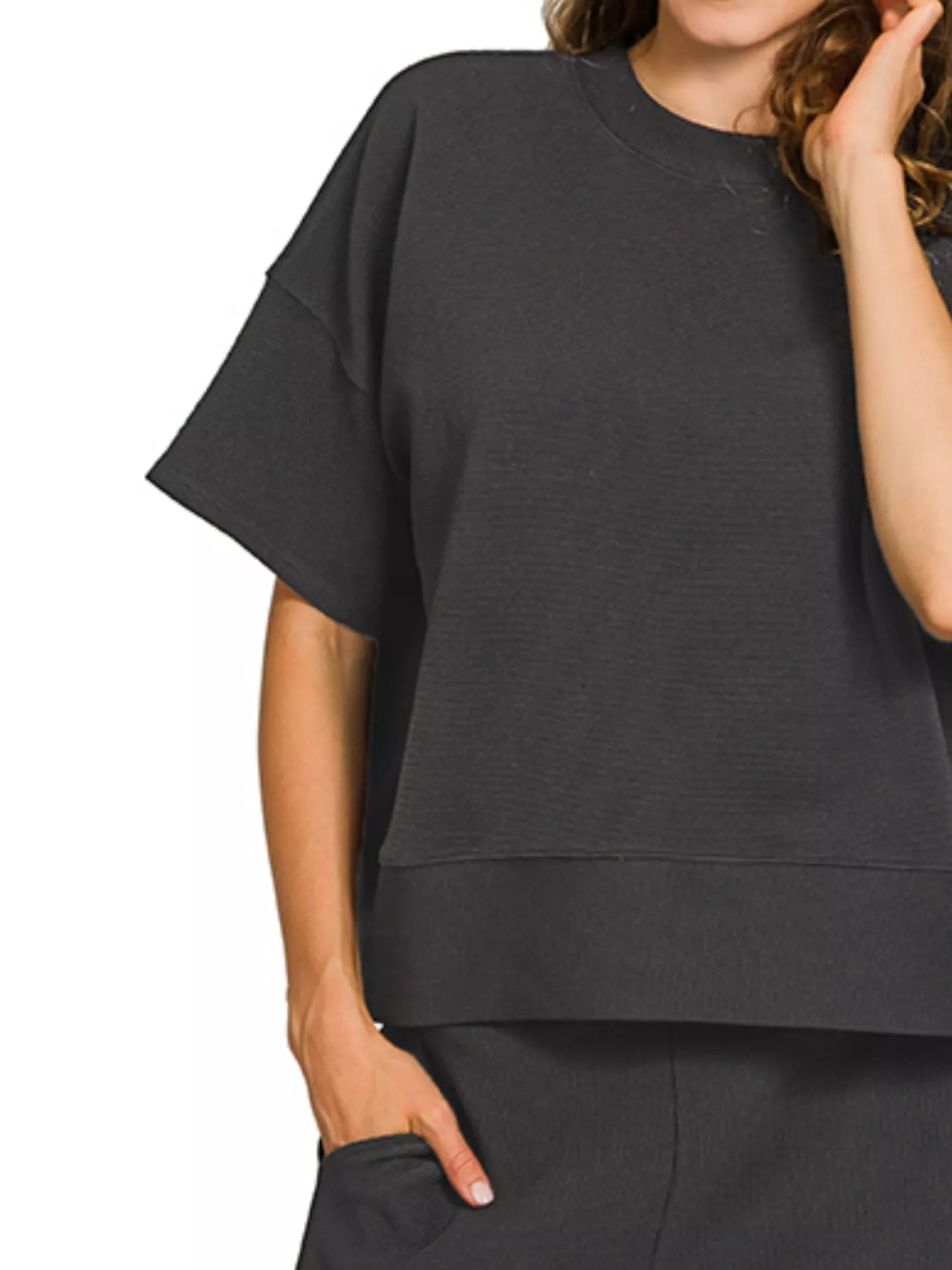 Ribbed Round Neck Tee & Pants Set at In Style Chics Boutique 