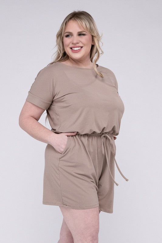 Plus Size Romper with Pockets, Brushed DTY - In Style Chics Boutique 