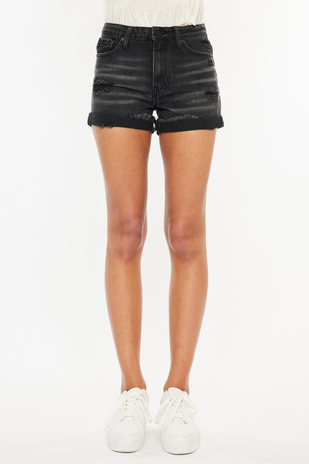 Kancan High Waist Distressed Denim Shorts - In Style Chics Boutique LLC