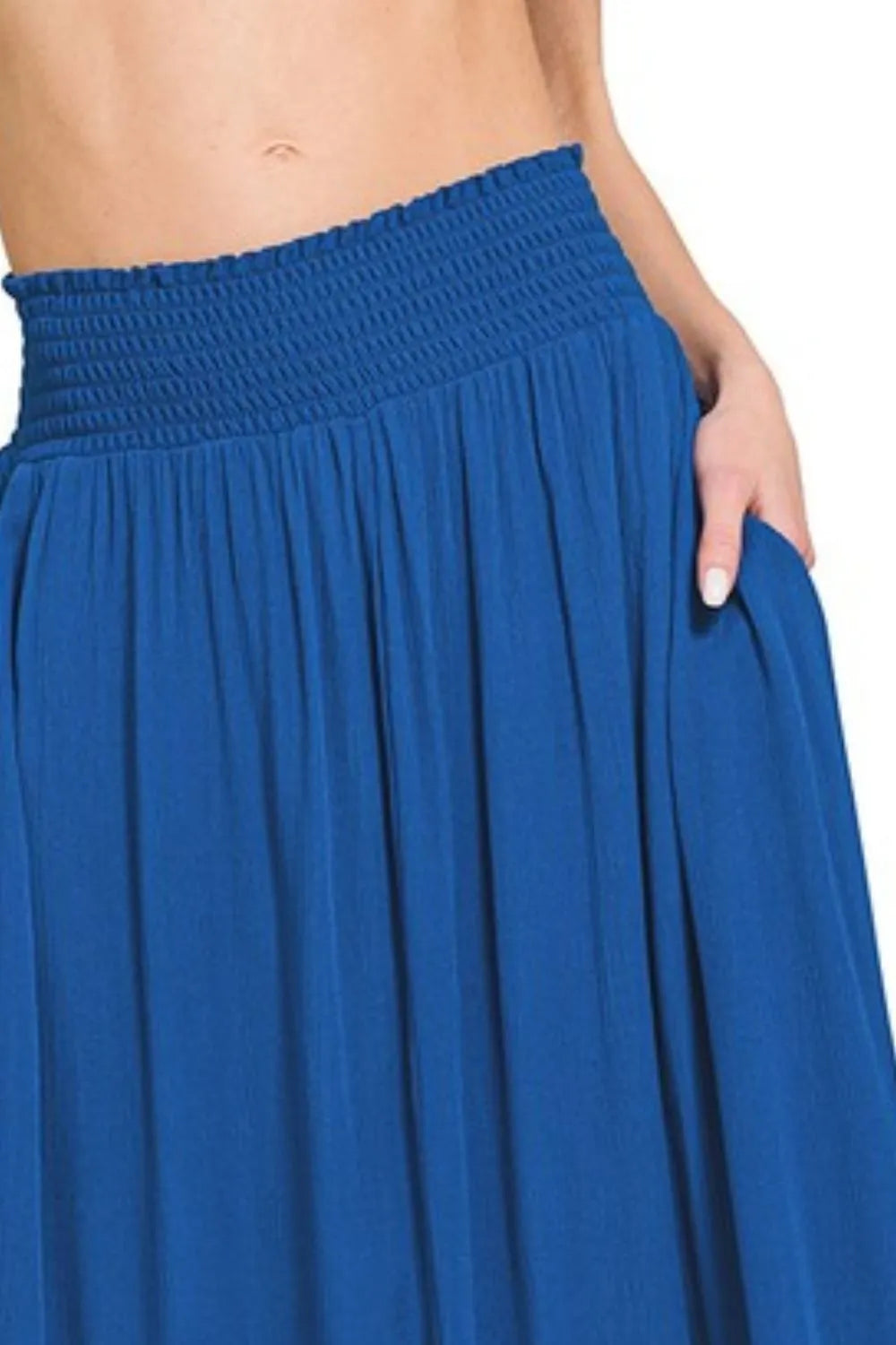 Maxi Skirt W Pockets, Woven Crinkle Smocked Waist - In Style Chics Boutique