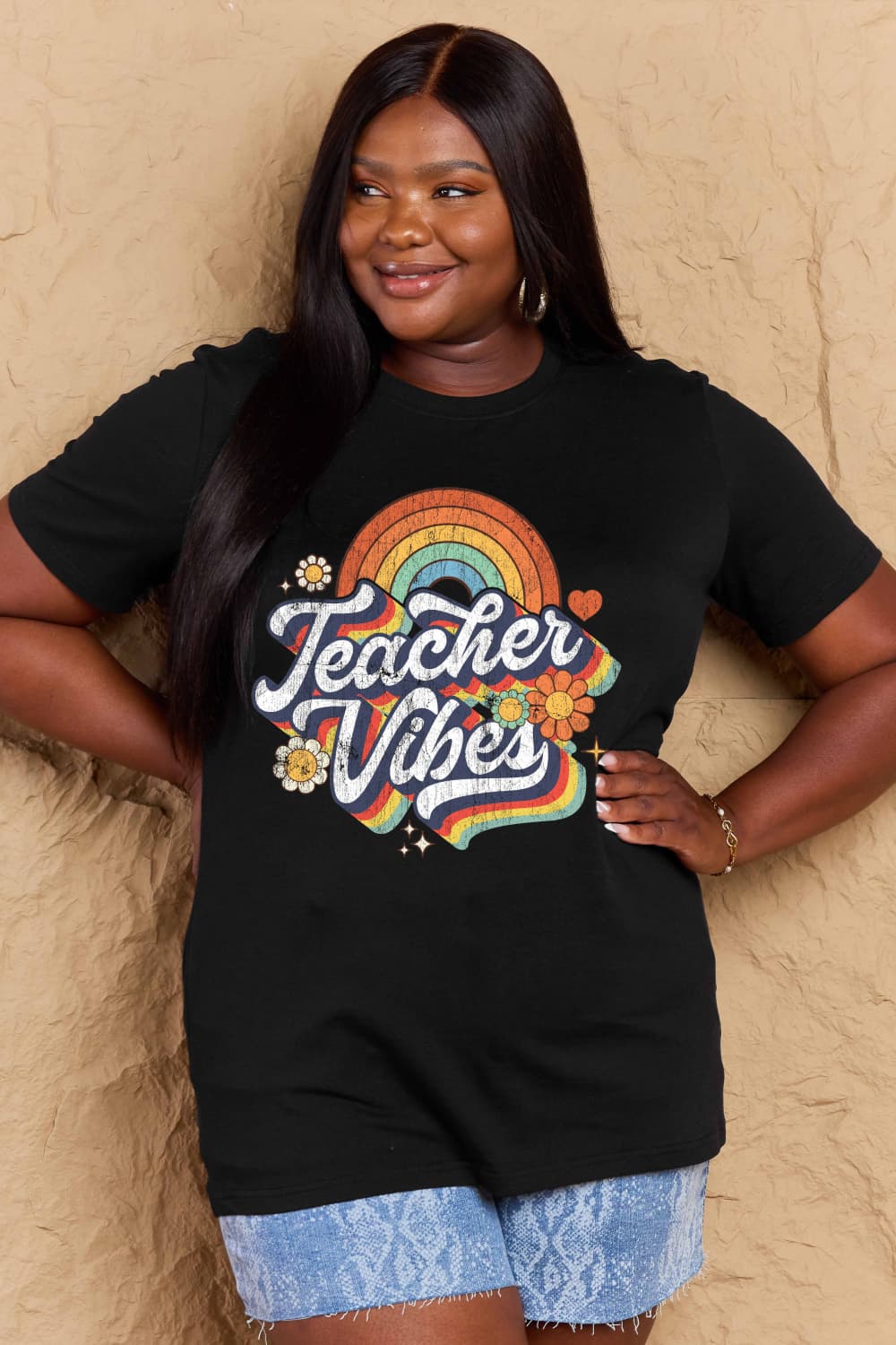 Simply Love Full Size TEACHER VIBES Graphic Cotton T-Shirt - In Style Chics Boutique LLC