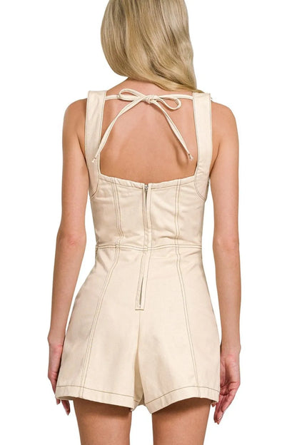 Tie Back Sleeveless Romper - In Style Chics Boutique 