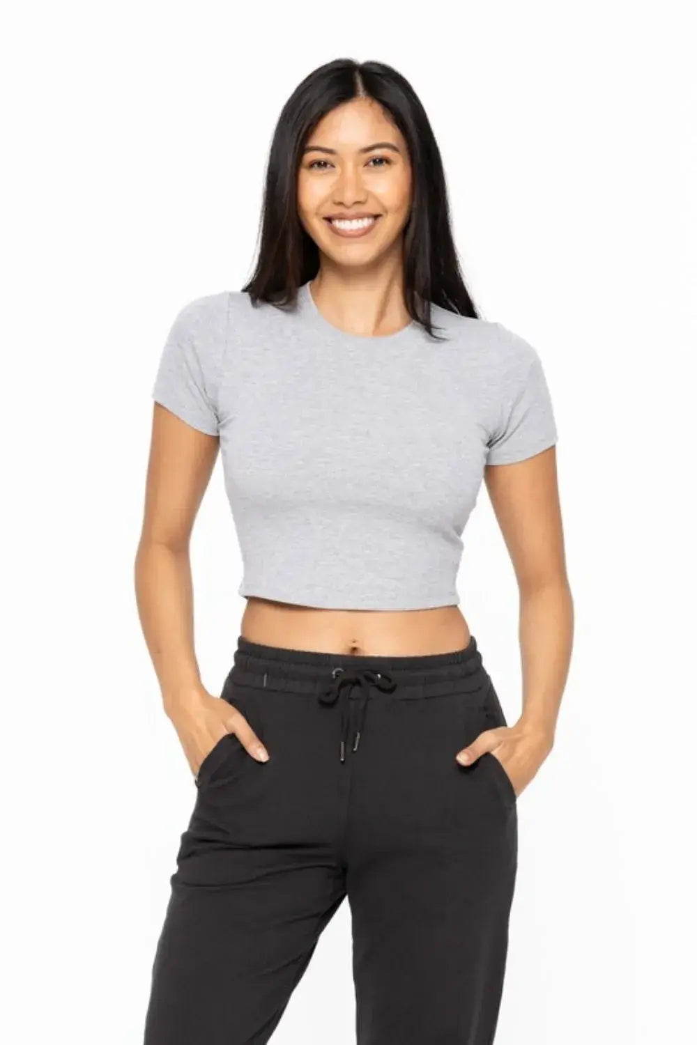 Essential Micro-ribbed Cropped Athleisure Tee