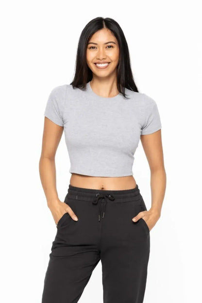Essential Micro-ribbed Cropped Athleisure Tee