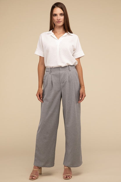 Women's Waffle Trouser Pants - In Style Chics Boutique LLC