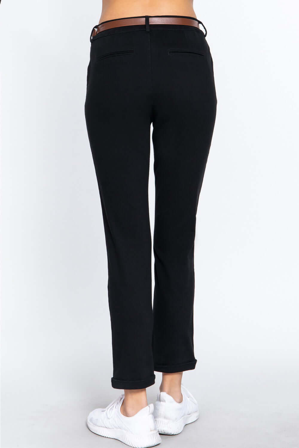 ACTIVE BASIC Cotton-Span Twill Straight Pants - In Style Chics Boutique LLC