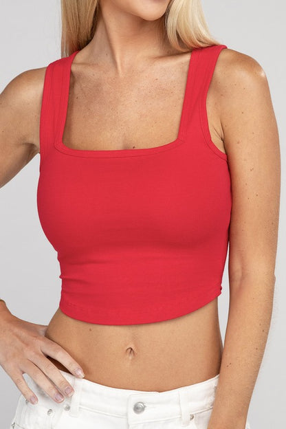 Cotton Square Neck Cropped Cami Top - More Colors! - In Style Chics Boutique LLC