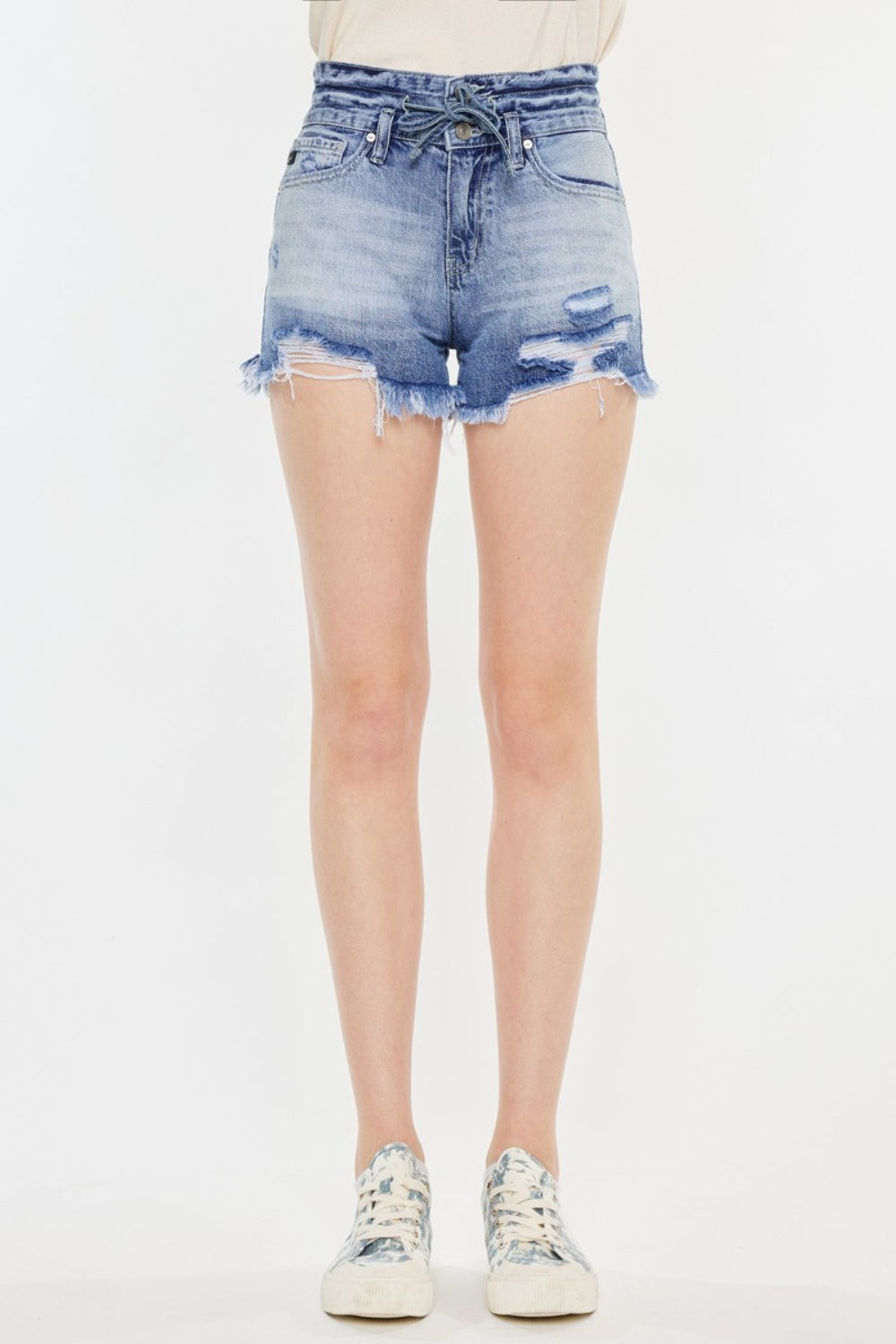 Kancan High Rise Frayed Hem Denim Shorts - In Style Chics Boutique LLC